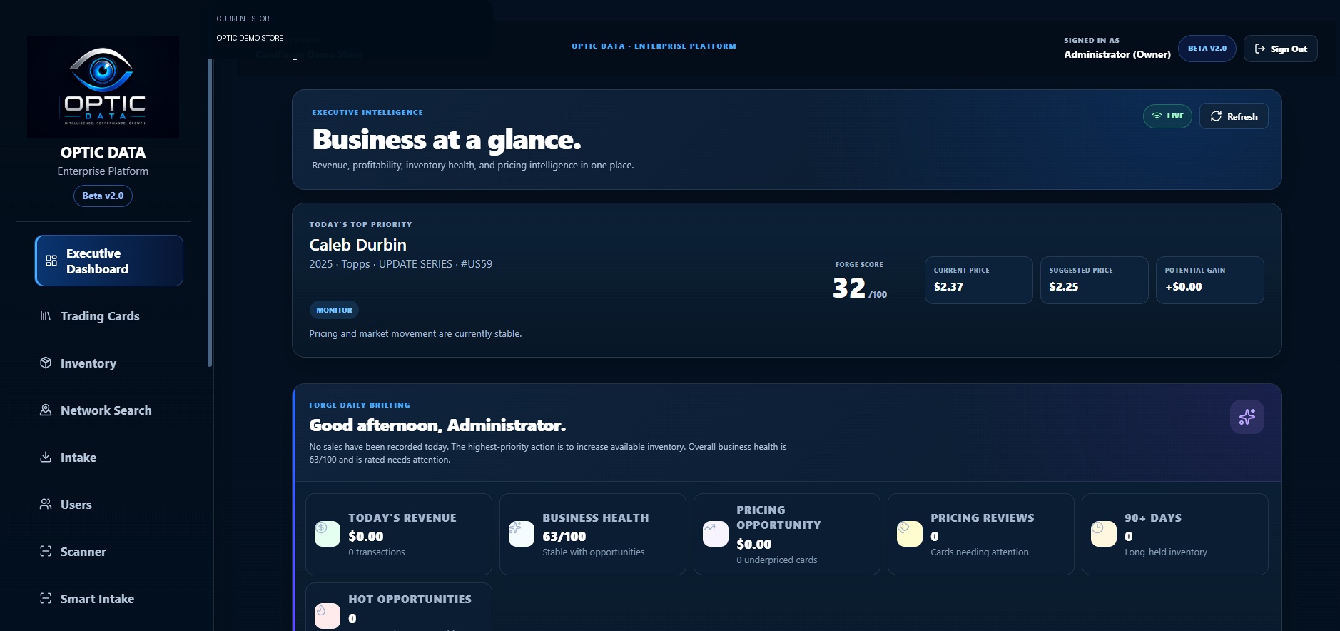 Optic product interface