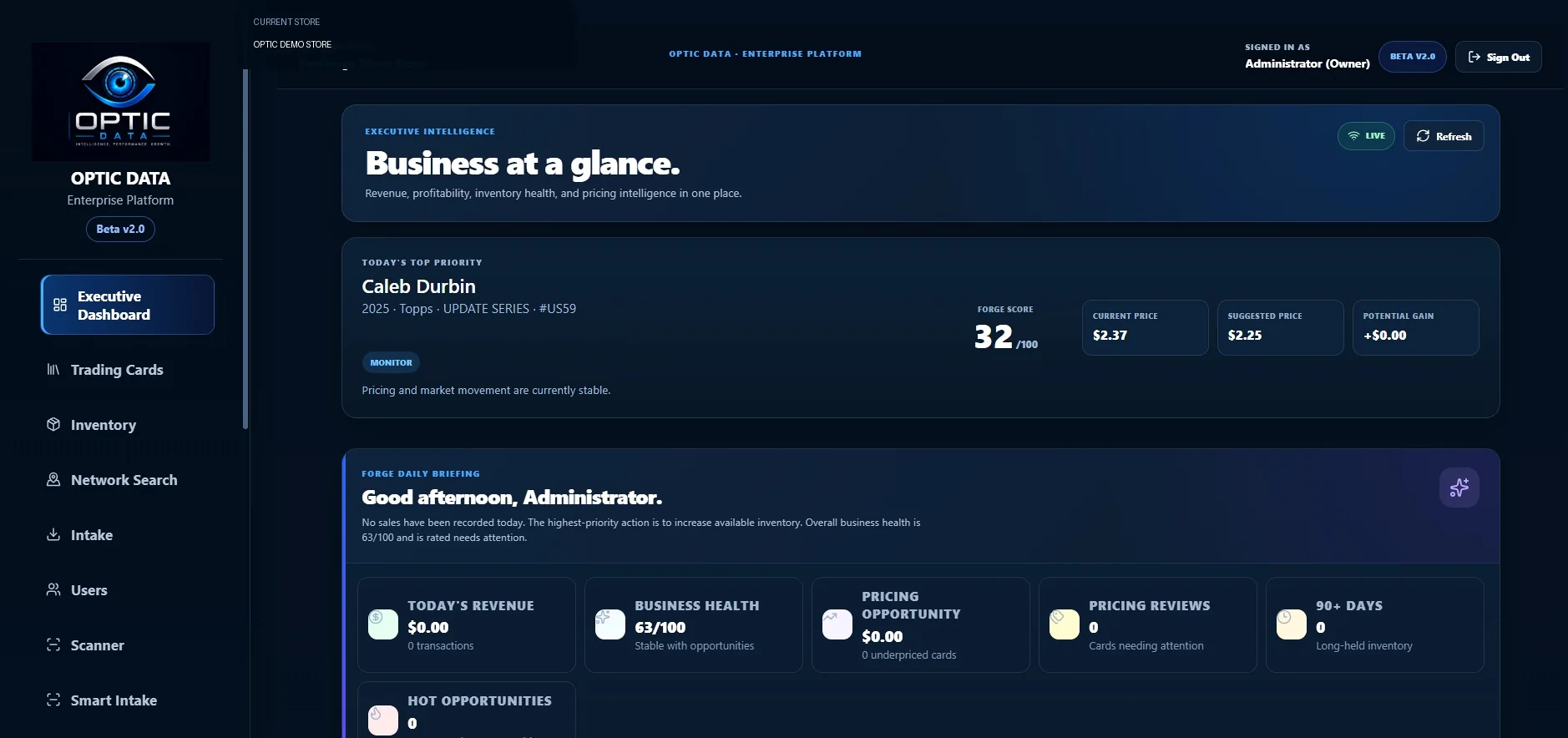 Optic product interface